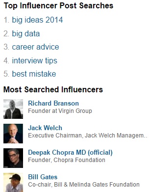 LinkedIn top influencer searches